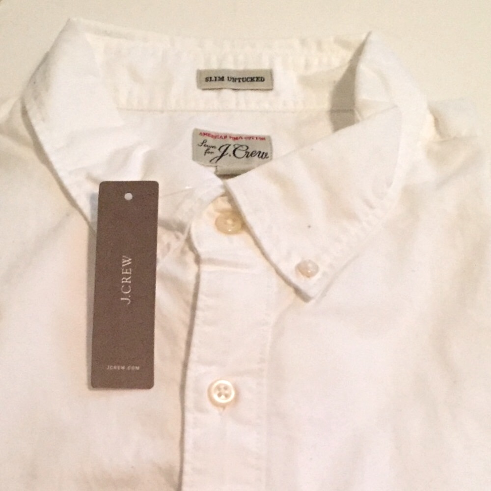 NWT JCrew White Pima Cotton Slim XL Untucked Shirt